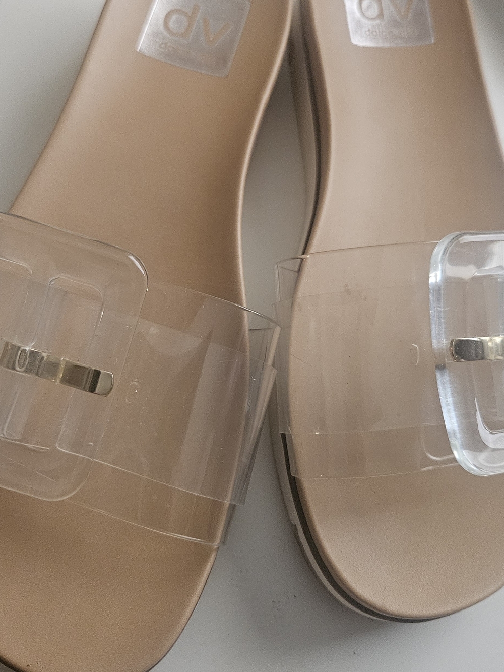 DV by Dolce Vita "Caster"  Clear Strap Slide Sandals 7